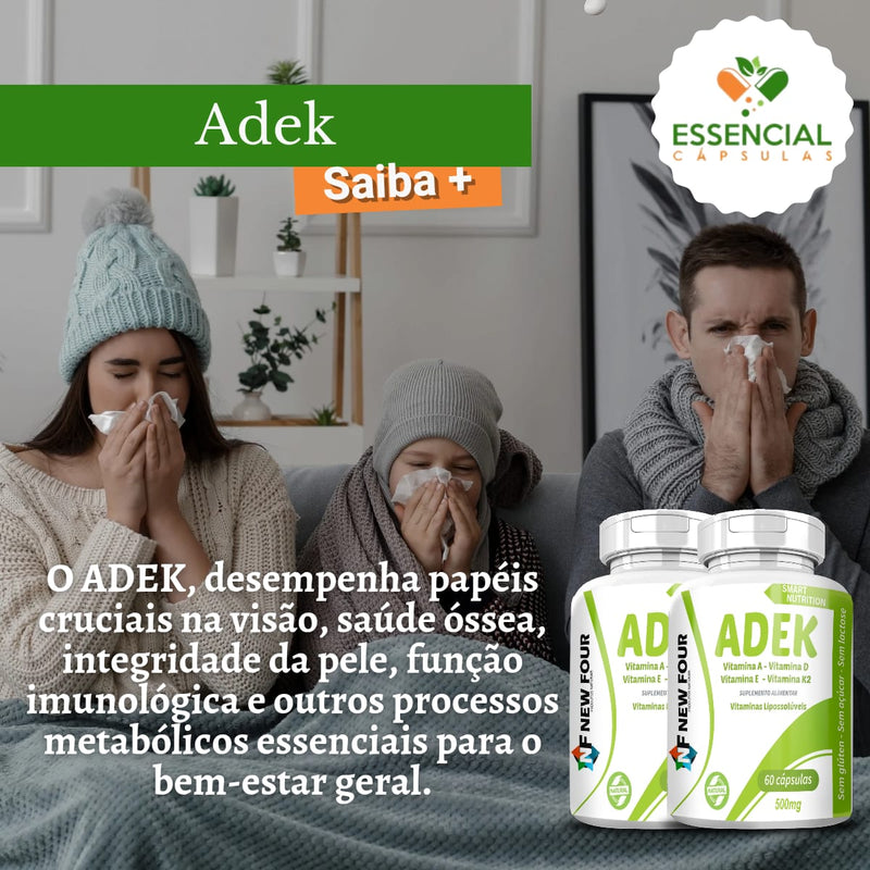 Kit Com 3 Potes  Adek (Vitaminas A,D,E,K) 500mg 60 Cápsulas