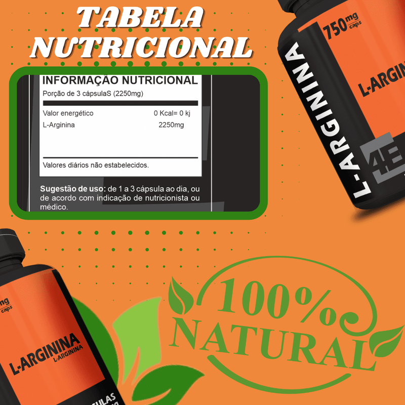 L-arginina 750mg 60 Cápsulas