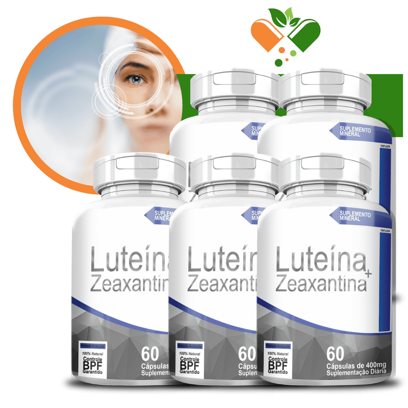 Kit com 5 Luteina E Zeaxantina 400mg 60 Cápsulas