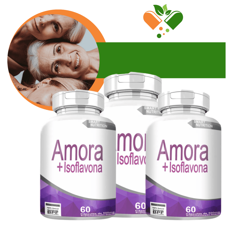 Kit com 3 Potes Amora Com Isoflavona 500mg 60 Cápsulas