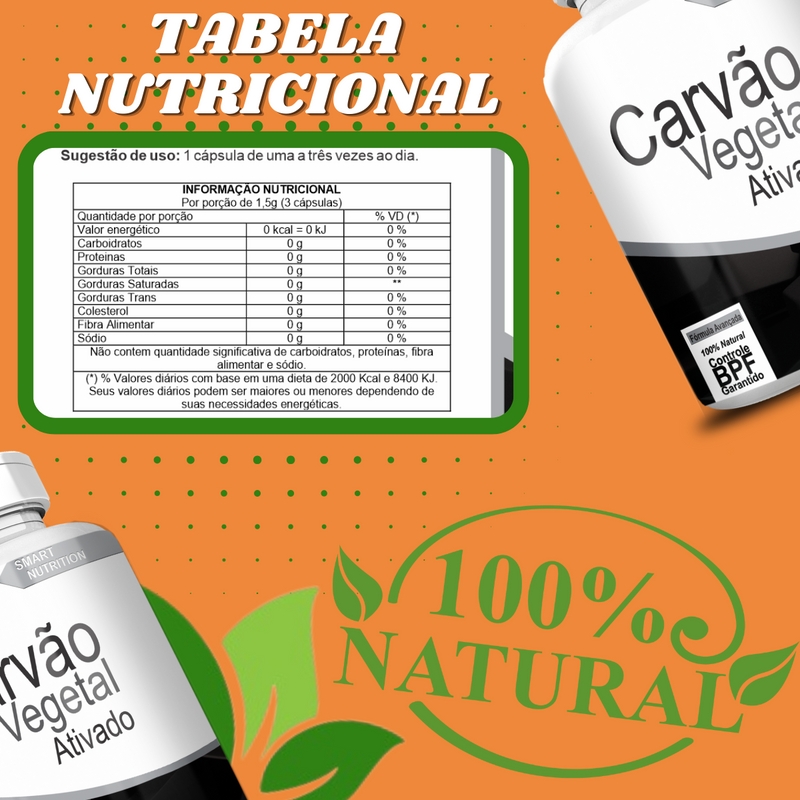 Compre 2 Leve 3 Potes Carvão Vegetal 500mg 120 Cápsulas