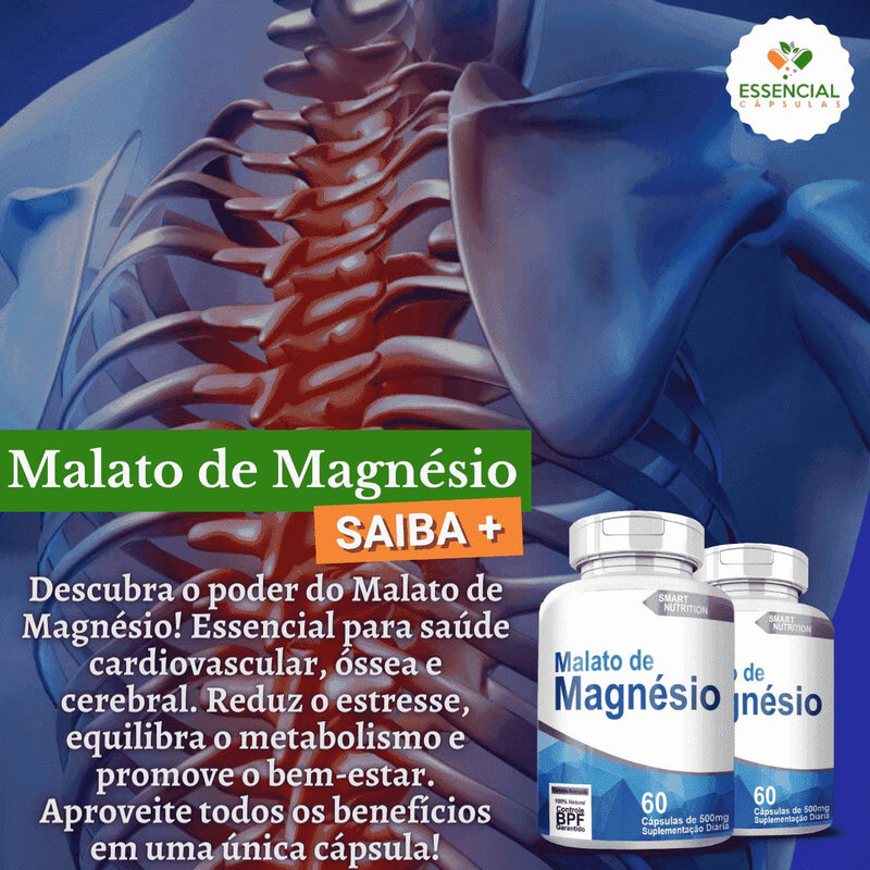 Kit com 3 Malato de Magnésio 500mg 60 Cápsulas