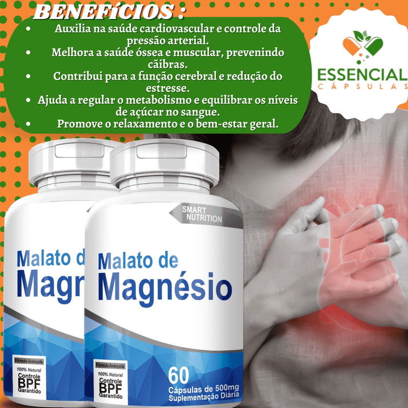 Malato de Magnésio  500mg 60 Cápsulas