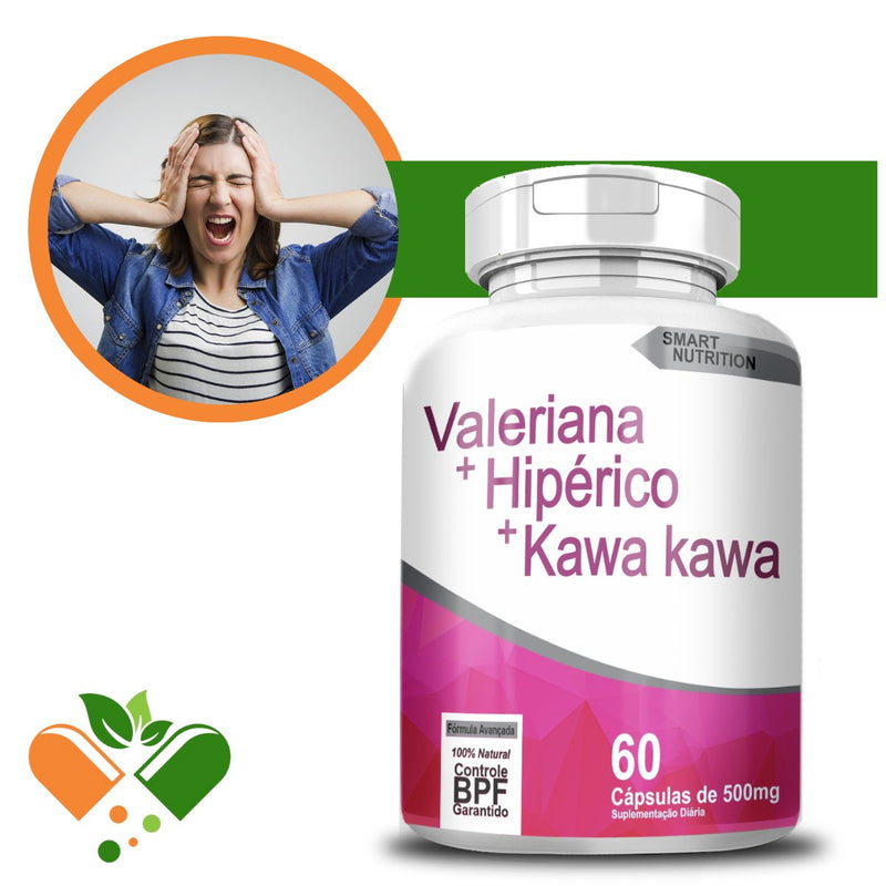 VALERIANA + KAWA KAWA + HIPÉRICO 500MG 60 CÁPSULAS