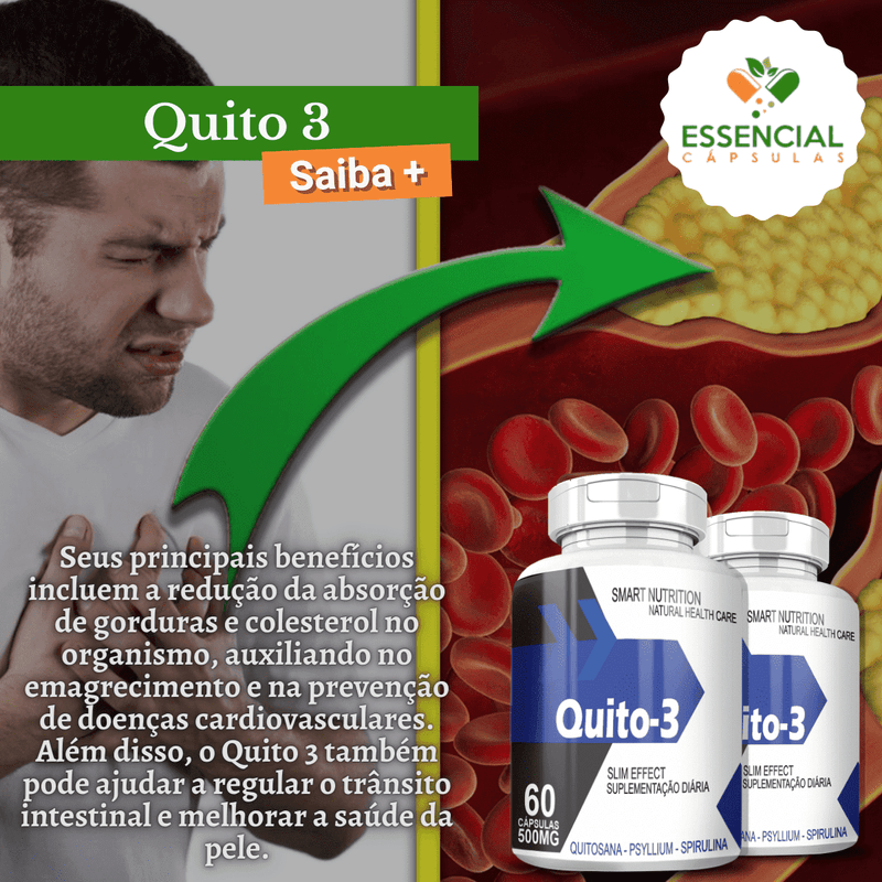Kit com 5 Potes Quito 3 500mg 60 Cápsulas