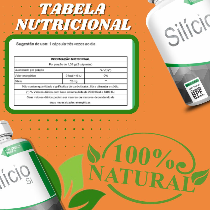 Kit com 5 Silício 450mg 60 Cápsulas