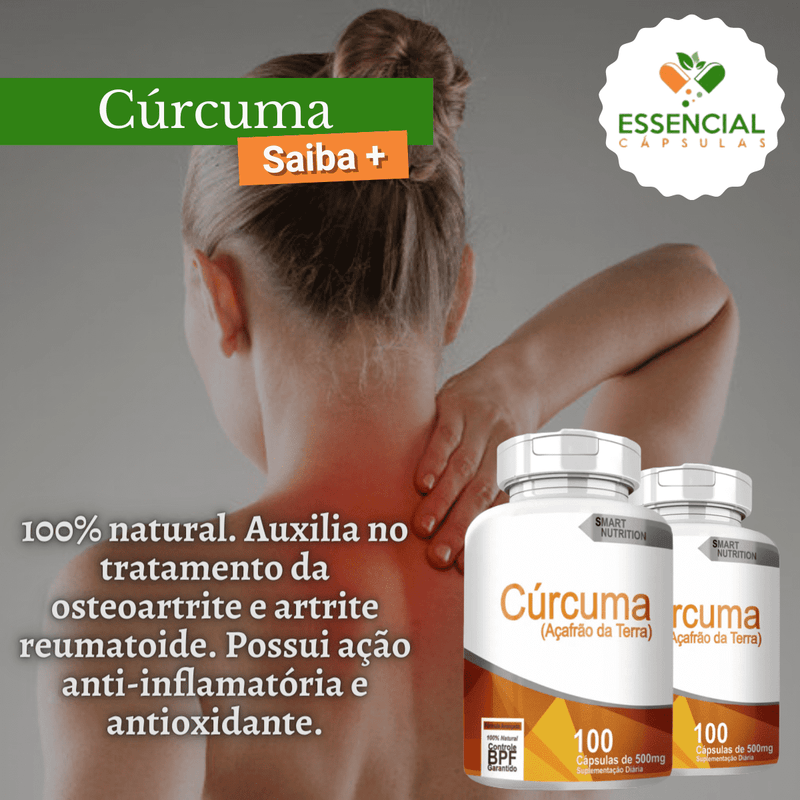 Kit com 5 Potes Cúrcuma 500mg 100 Cápsulas