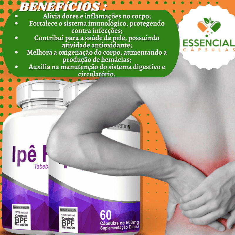Kit com 3 Ipê Roxo 500mg 60 Cápsulas