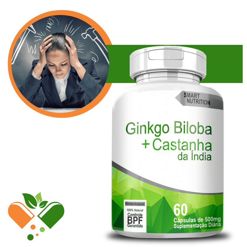 Ginkgo Biloba Com Castanha Da Índia 500mg 60 Cápsulas