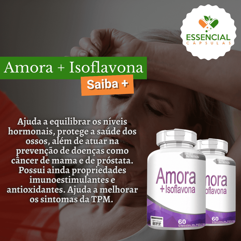 Kit com 3 Potes Amora Com Isoflavona 500mg 60 Cápsulas